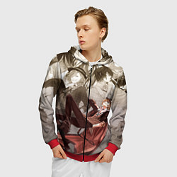 Толстовка 3D на молнии мужская Чуя Накахара, цвет: 3D-красный — фото 2