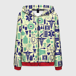 Толстовка 3D на молнии мужская Медицина Паттерн Z, цвет: 3D-красный