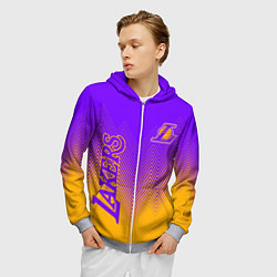 Толстовка 3D на молнии мужская LOS ANGELES LAKERS ЛЕЙКЕРС, цвет: 3D-меланж — фото 2