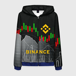 Толстовка 3D на молнии мужская BINANCE БИНАНС ГРАФИК, цвет: 3D-синий