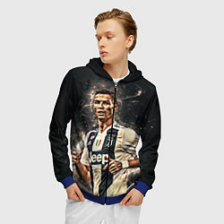 Толстовка 3D на молнии мужская Криштиану Роналду Ювентус, цвет: 3D-синий — фото 2