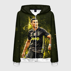 Толстовка 3D на молнии мужская Cristiano Ronaldo Juventus, цвет: 3D-белый