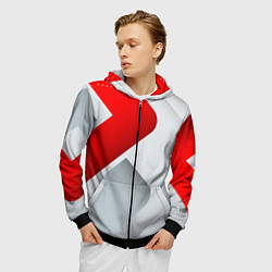 Толстовка 3D на молнии мужская 3D SPORT STYLE RED WHITE, цвет: 3D-черный — фото 2