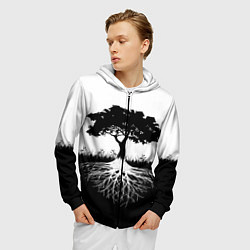 Толстовка 3D на молнии мужская ДЕРЕВО ИНЬ-ЯНЬ, цвет: 3D-черный — фото 2