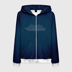 Толстовка 3D на молнии мужская Яхта, цвет: 3D-белый