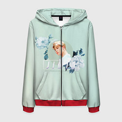 Толстовка 3D на молнии мужская Чимин в цветах, цвет: 3D-красный