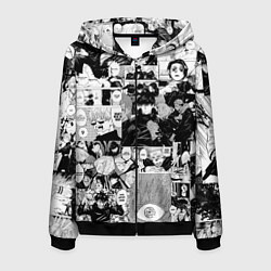 Толстовка 3D на молнии мужская Магическая Битва, цвет: 3D-черный