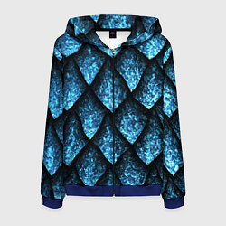 Толстовка 3D на молнии мужская Чешуя ледяного дракона, цвет: 3D-синий