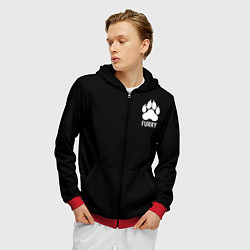 Толстовка 3D на молнии мужская Furry, цвет: 3D-красный — фото 2