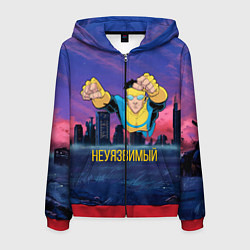 Толстовка 3D на молнии мужская Марк Грэйсон Неуязвимый, цвет: 3D-красный