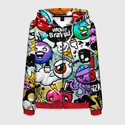 Толстовка 3D на молнии мужская Граффити, цвет: 3D-красный