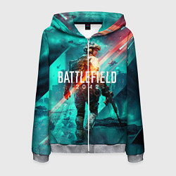 Толстовка 3D на молнии мужская Баттлфилд 2042, цвет: 3D-меланж