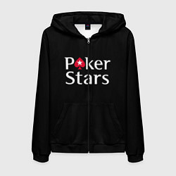 Толстовка 3D на молнии мужская Poker Stars, цвет: 3D-черный