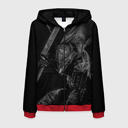Толстовка 3D на молнии мужская БЕРСЕРК черно - белый, цвет: 3D-красный