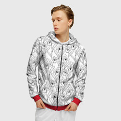 Толстовка 3D на молнии мужская Скетч Цветы орхидеи, цвет: 3D-красный — фото 2