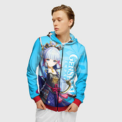 Толстовка 3D на молнии мужская Genshin Impact, Аяка, цвет: 3D-красный — фото 2