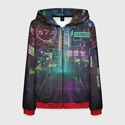 Толстовка 3D на молнии мужская Neon Tokyo, цвет: 3D-красный