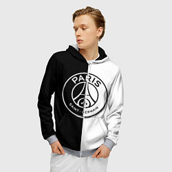 Толстовка 3D на молнии мужская ФК ПСЖ PSG BLACK & WHITE, цвет: 3D-меланж — фото 2