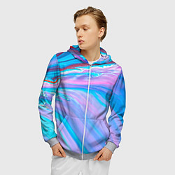 Толстовка 3D на молнии мужская Абстрактный прилив, цвет: 3D-меланж — фото 2