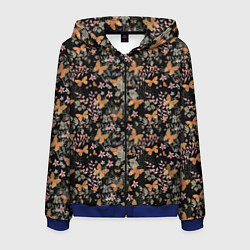 Мужская толстовка на молнии Ретро узор Бабочки