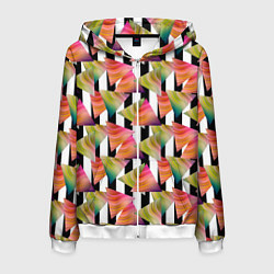 Толстовка 3D на молнии мужская Абстрактный полосатый узор, цвет: 3D-белый