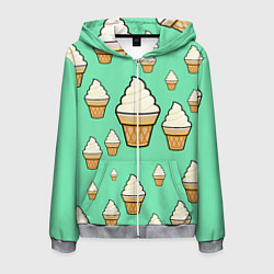 Толстовка 3D на молнии мужская Мороженое - Ice Cream Party, цвет: 3D-меланж