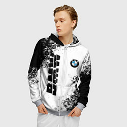 Толстовка 3D на молнии мужская BMW БМВ РАЗРЕЗАННОЕ ЛОГО, цвет: 3D-меланж — фото 2