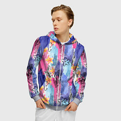 Толстовка 3D на молнии мужская Осенний паттерн, цвет: 3D-меланж — фото 2