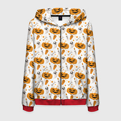 Толстовка 3D на молнии мужская Patern Halloween 22, цвет: 3D-красный