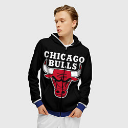 Толстовка 3D на молнии мужская B C Chicago Bulls, цвет: 3D-синий — фото 2