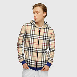 Толстовка 3D на молнии мужская Клетчатый принт в стиле Burberry, цвет: 3D-синий — фото 2