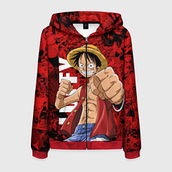 Толстовка 3D на молнии мужская Манки Д Луффи, One Piece, цвет: 3D-красный