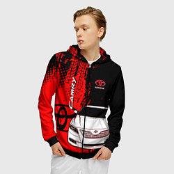 Толстовка 3D на молнии мужская Camry Toyota glitch, цвет: 3D-черный — фото 2