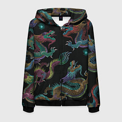 Мужская толстовка на молнии Цветные драконы