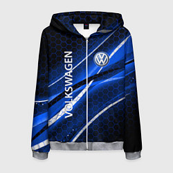 Толстовка 3D на молнии мужская VOLKSWAGEN LOGO SPORT, цвет: 3D-меланж