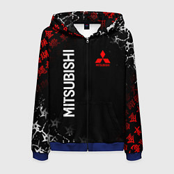Толстовка 3D на молнии мужская MITSUBISHI SAMURAI JAPAN STYLE ИЕРОГЛИФЫ, цвет: 3D-синий