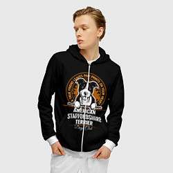 Толстовка 3D на молнии мужская Американский Стаффордширский Терьер, цвет: 3D-белый — фото 2