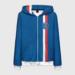 Толстовка 3D на молнии мужская PSG SPORT STRIPES UNIFORM, цвет: 3D-белый