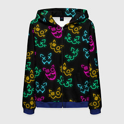 Мужская толстовка на молнии НЕОНОВЫЕ КОТИКИ NEON FACES CATS