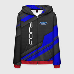 Толстовка 3D на молнии мужская Ford Форд авто, цвет: 3D-красный