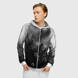 Толстовка 3D на молнии мужская МРАЧНЫЙ ЛЕС FOREST, цвет: 3D-белый — фото 2
