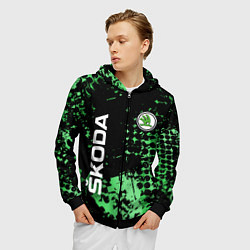 Толстовка 3D на молнии мужская Шкода, Skoda, цвет: 3D-черный — фото 2