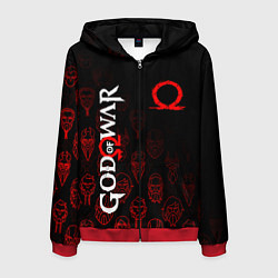 Толстовка 3D на молнии мужская GOD OF WAR HEROES ГЕРОИ, цвет: 3D-красный