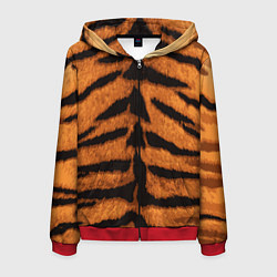 Толстовка 3D на молнии мужская ТИГРИНАЯ ШКУРА, цвет: 3D-красный