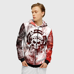 Толстовка 3D на молнии мужская Трафальгар Ло Пираты сердца Весёлый Роджер, цвет: 3D-черный — фото 2