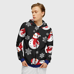 Толстовка 3D на молнии мужская Снеговик!, цвет: 3D-синий — фото 2