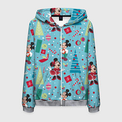 Толстовка 3D на молнии мужская Mickey and Minnie pattern, цвет: 3D-меланж