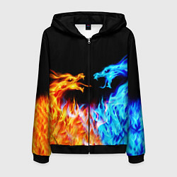 Толстовка 3D на молнии мужская FIRE DRAGONS ОГНЕННЫЕ ДРАКОНЫ, цвет: 3D-черный
