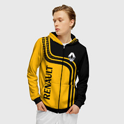 Толстовка 3D на молнии мужская Renault Рено, цвет: 3D-черный — фото 2