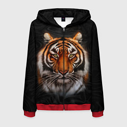 Толстовка 3D на молнии мужская Реалистичный тигр Realistic Tiger, цвет: 3D-красный